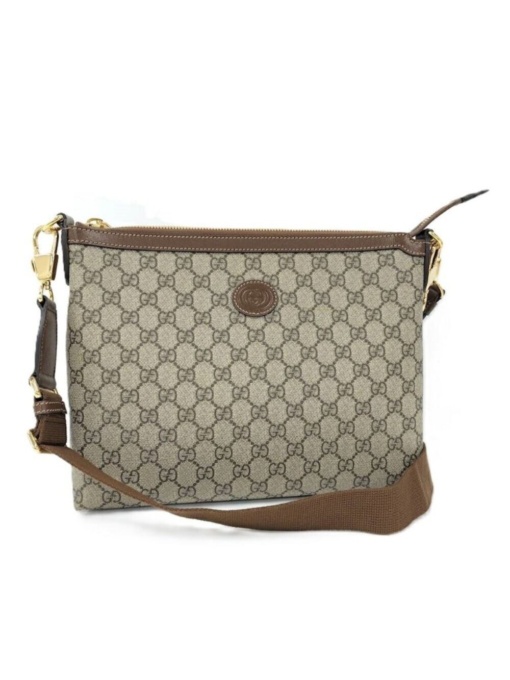 Gucci Shoulder Bag Interlocking GG Supreme Coating Brown